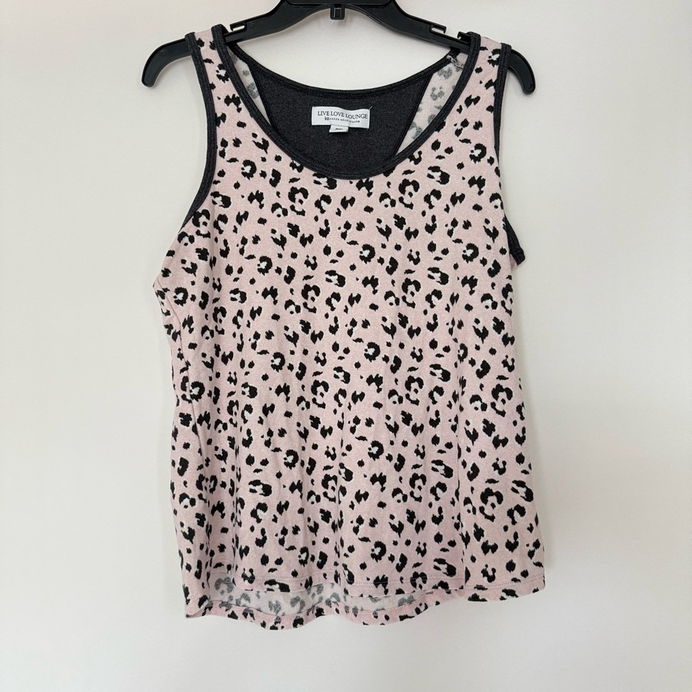 Karen Neuburger Pink Leopard-Print Tank with Black Trim